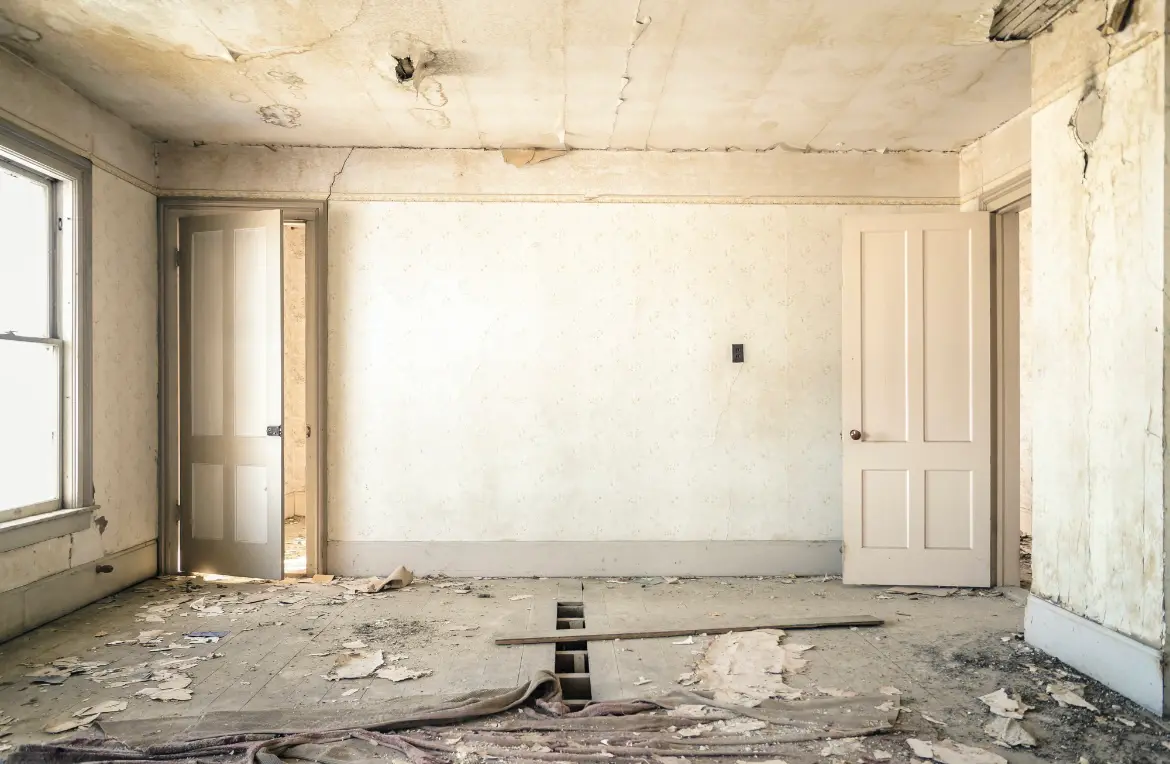 Waste disposal crew managing a cleanout project in New Albany